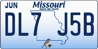 MO license plate DL7J5B