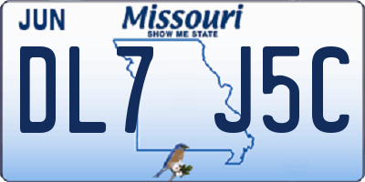 MO license plate DL7J5C