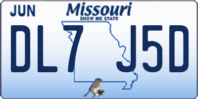 MO license plate DL7J5D