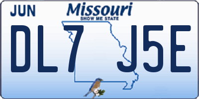 MO license plate DL7J5E