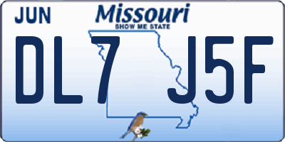 MO license plate DL7J5F