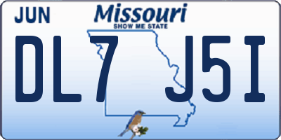 MO license plate DL7J5I