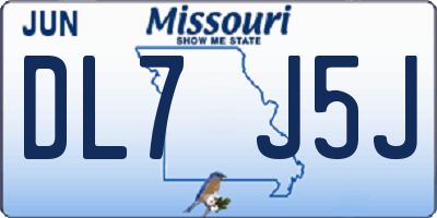 MO license plate DL7J5J