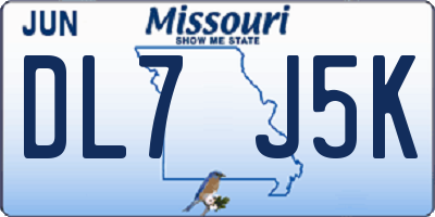 MO license plate DL7J5K