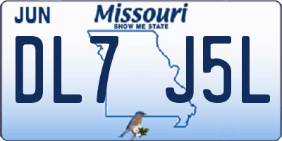 MO license plate DL7J5L