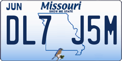 MO license plate DL7J5M