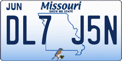 MO license plate DL7J5N