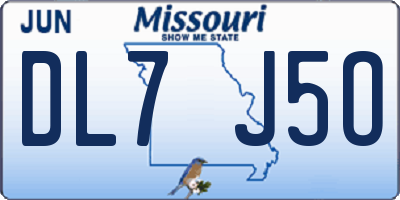 MO license plate DL7J5O
