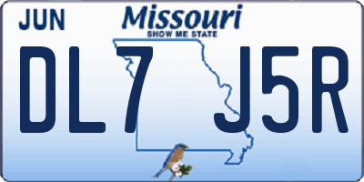 MO license plate DL7J5R