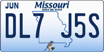 MO license plate DL7J5S