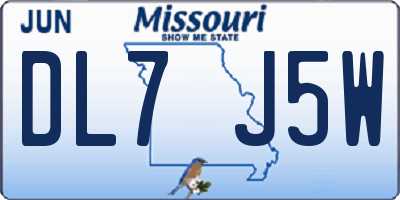 MO license plate DL7J5W