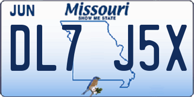 MO license plate DL7J5X
