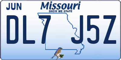 MO license plate DL7J5Z