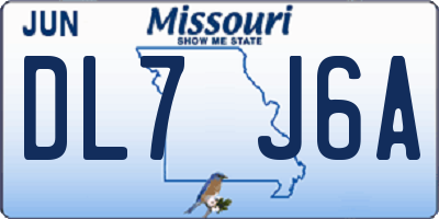 MO license plate DL7J6A