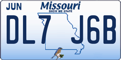 MO license plate DL7J6B
