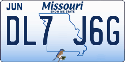 MO license plate DL7J6G