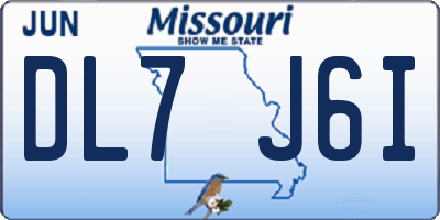 MO license plate DL7J6I