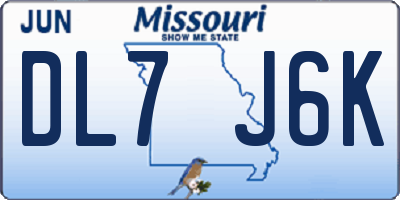 MO license plate DL7J6K
