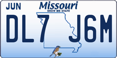 MO license plate DL7J6M