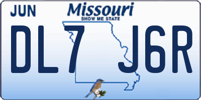 MO license plate DL7J6R