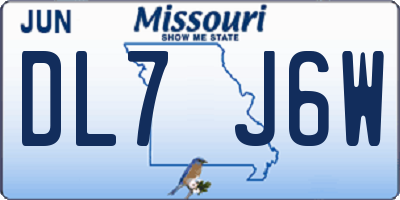 MO license plate DL7J6W