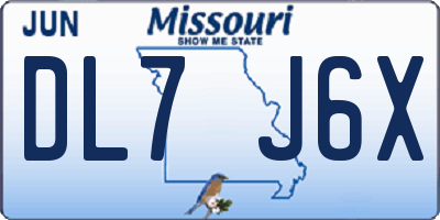 MO license plate DL7J6X