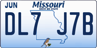 MO license plate DL7J7B