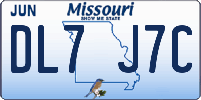 MO license plate DL7J7C
