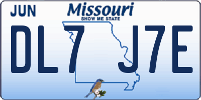 MO license plate DL7J7E
