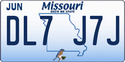 MO license plate DL7J7J