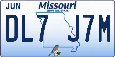 MO license plate DL7J7M