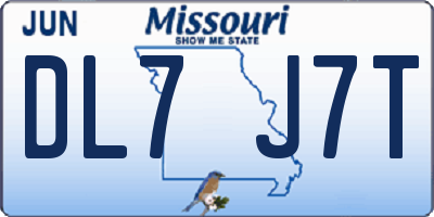MO license plate DL7J7T