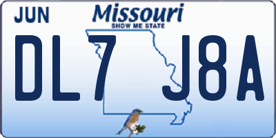 MO license plate DL7J8A