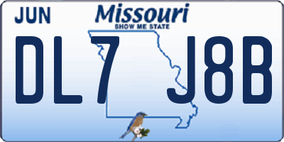 MO license plate DL7J8B