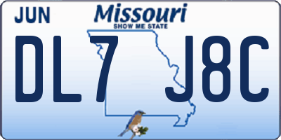 MO license plate DL7J8C