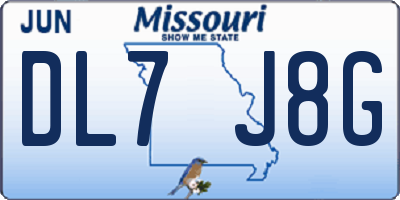 MO license plate DL7J8G