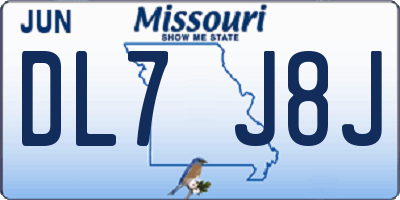 MO license plate DL7J8J
