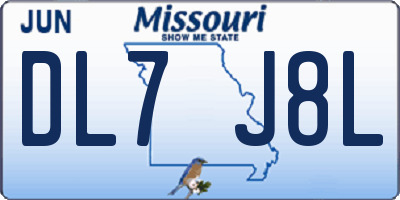 MO license plate DL7J8L