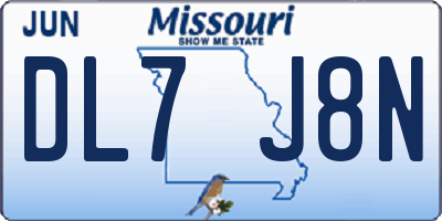 MO license plate DL7J8N