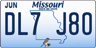 MO license plate DL7J8O