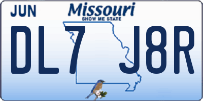 MO license plate DL7J8R