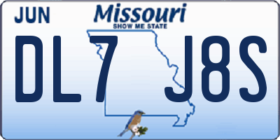 MO license plate DL7J8S
