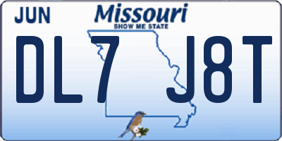MO license plate DL7J8T