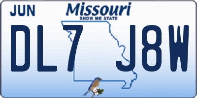 MO license plate DL7J8W