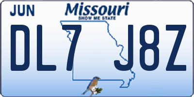 MO license plate DL7J8Z