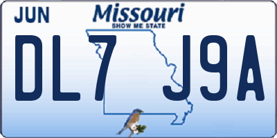 MO license plate DL7J9A