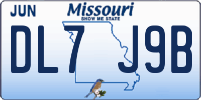MO license plate DL7J9B