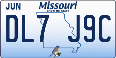 MO license plate DL7J9C