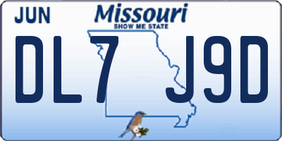 MO license plate DL7J9D