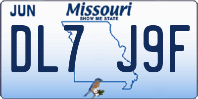 MO license plate DL7J9F